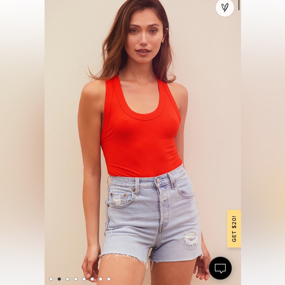 Lulu’s Bold Ambitions Red Ribbed Scoop Neck Bodysuit